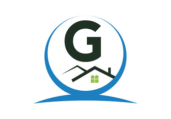 Letter G House Logo Design Template Inspiration, House Logo Vector Illustration.