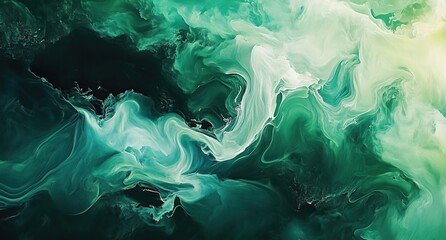 abstract fluid art, water and green color