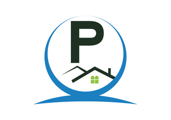 Letter P House Logo Design Template Inspiration, House Logo Vector Illustration.