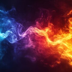 Fototapeta premium Vertical colorful electric line on black background with high contrast lighting