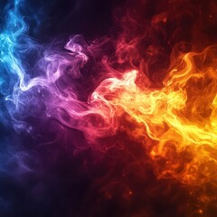 Fototapeta premium Vertical colorful electric line on black background with high contrast lighting