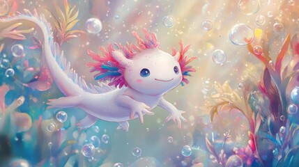 Magical Axolotl Underwater