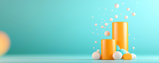 Colorful bar charts, line charts, pie charts for business data, 3D illustration