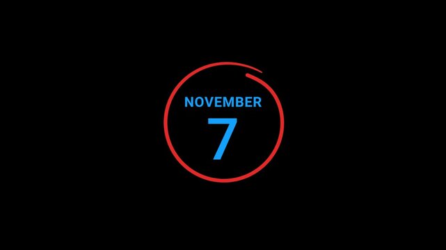 7th November calendar date Animation