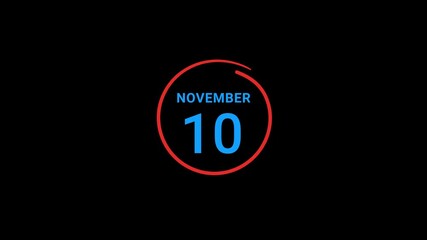 10th November calendar date Animation