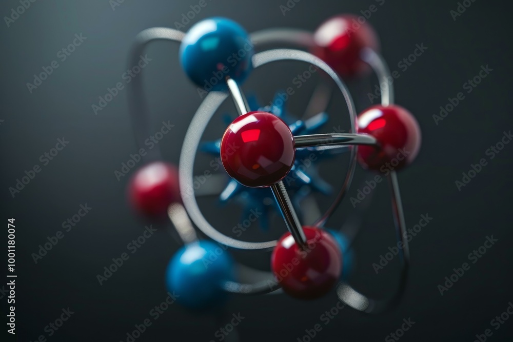 Poster molecular model structure displaying the bonds between atoms, creating a visually engaging represent