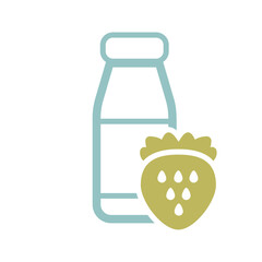 Yoghurt bottle with flavor strawberry vector icon
