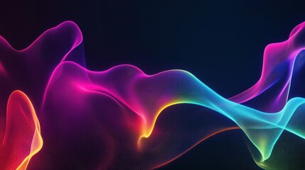 Abstract Rainbow Waves on Black Background