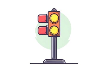 Traffic light illustration in flat design. Red light, yellow light and green light.
