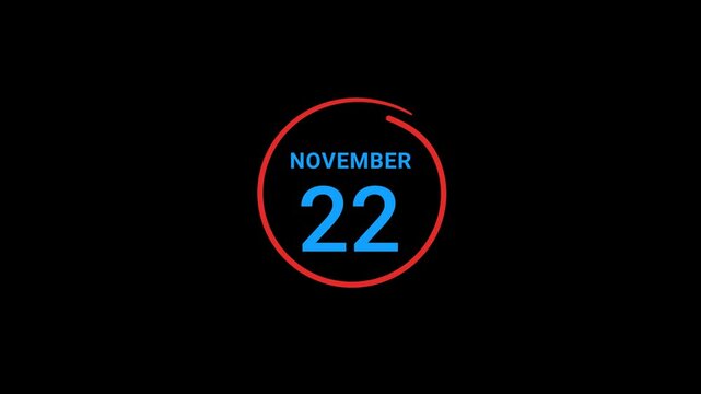 22th November Calendar date Animation