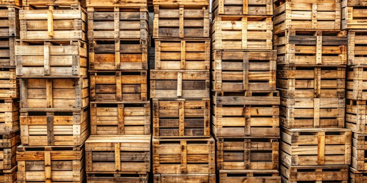 Weathered wooden crates stacked on top of each other, creating a rustic background