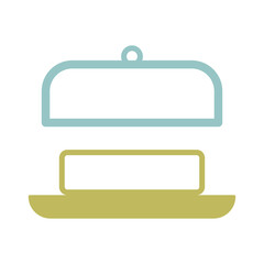 Butter in butter dish with open lid vector icon