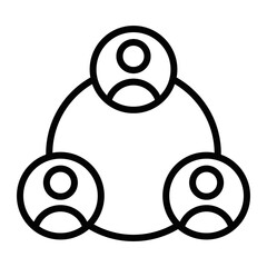 Vector illustration of three connected user profiles, symbolizing social connection and networking.