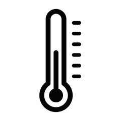 Vector icon of a thermometer, symbolizing temperature, weather, heat, or medical conditions like fever. Editable stroke.