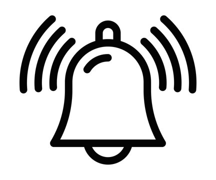 Vector illustration of a ringing notification bell, representing alerts, reminders, or notifications. Editable stroke.