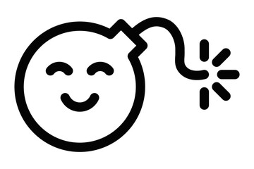 Fototapeta premium Vector illustration of a smiling bomb, representing surprise, unexpected events, or playful danger. Editable stroke.