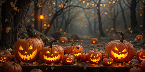 Halloween background with pumpkins. Autumn. Background for halloween banner