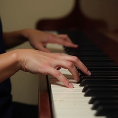 Obraz premium Close Up View Of Gentle Female Hands Playing 