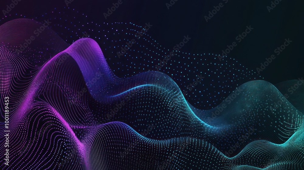 Poster abstract wavy lines with colorful gradient background