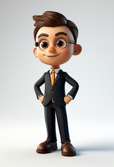 3D confident businessman cartoon character isolated on white background. Made with generative AI technology