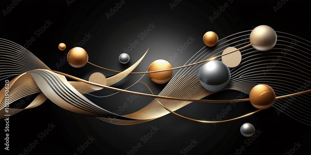 Poster elegant minimalist composition featuring a stylized arrangement of abstract shapes and swooping line