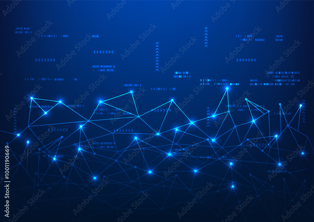 Poster technology background, orderly connected data technology with square elements, conveying data connec