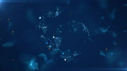 Countdown Happy New Year 2025 with Fireworks Animation on Technology Network Background. Great for New Year, Christmas, Festival, Technology Abstract Background Concept. 4k