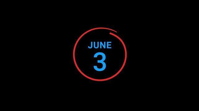 3th June Calendar date Animation