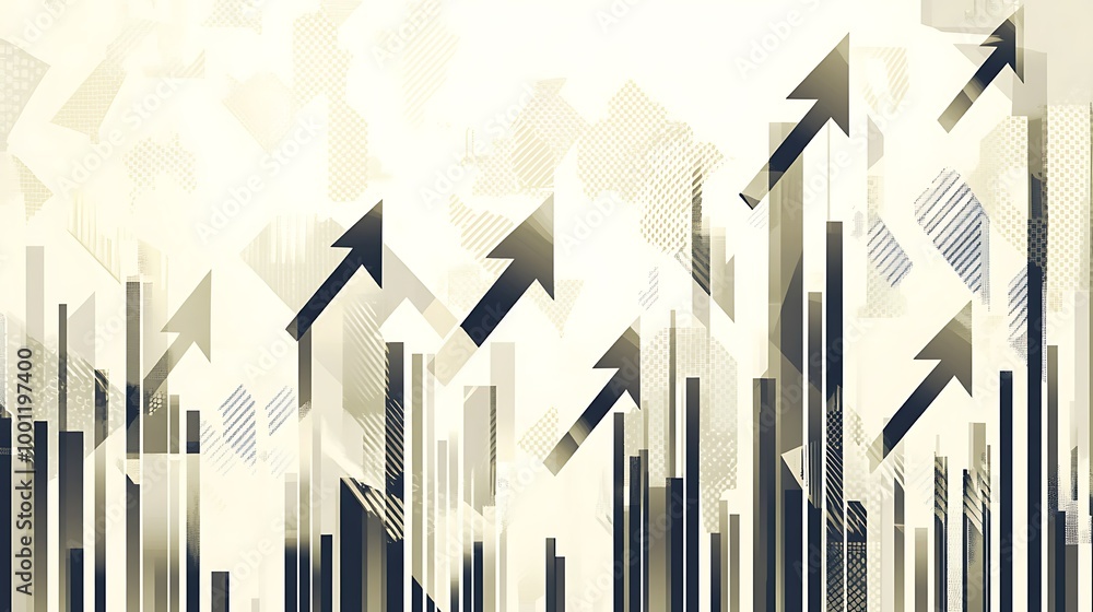 Poster abstract background with black and white arrows pointing up.