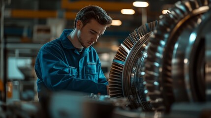 Industrial Engineer Working on Machinery