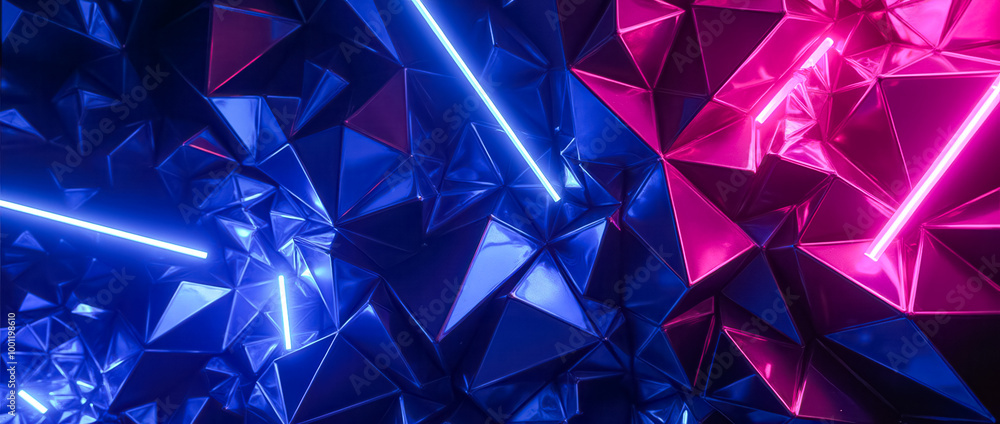 Poster this design features a striking abstract geometric background filled with sharp angular shapes illum