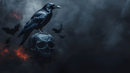 Raven and Skull Halloween Invitation Wallpaper