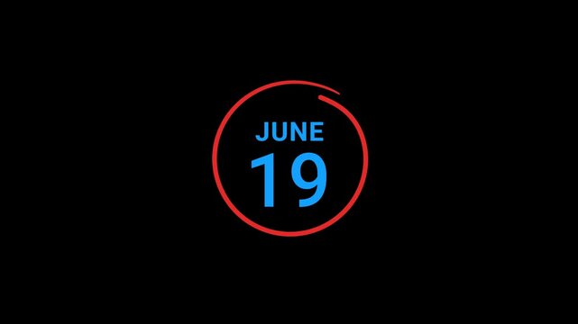 19th June Calendar date Animation