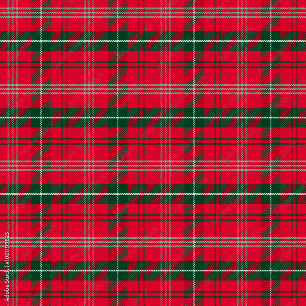 Wall mural plaid with twill weave repeat pattern in red and green.gingham seamless pattern with stripes.checker