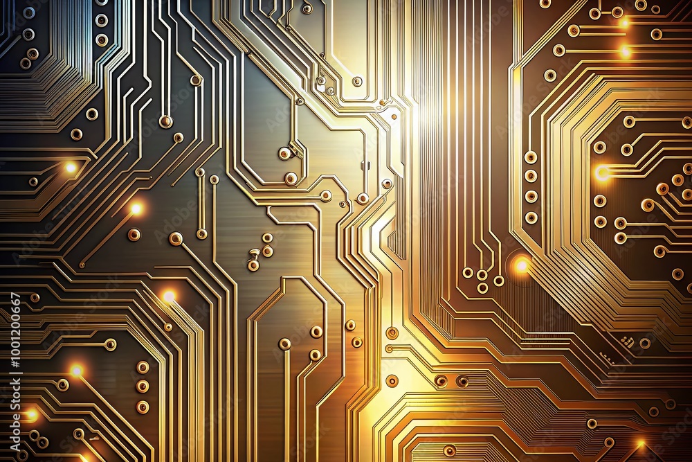 Aufkleber high-resolution abstract digital texture featuring sleek metallic gradient with circuit board patter