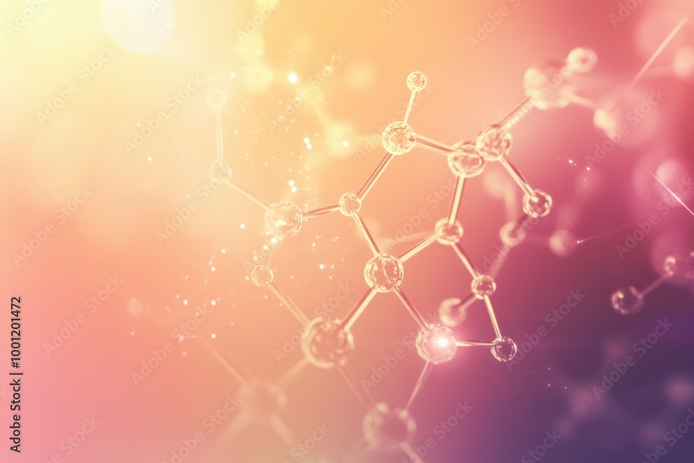Fototapete an abstract background featuring molecules and chemical structures in a vibrant gradient of colors d
