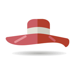 Woman summer hat vector icon. Girl beach sunhat