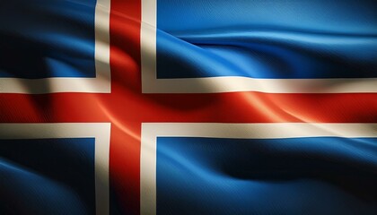Fototapeta premium Iceland national flag waving, emblem