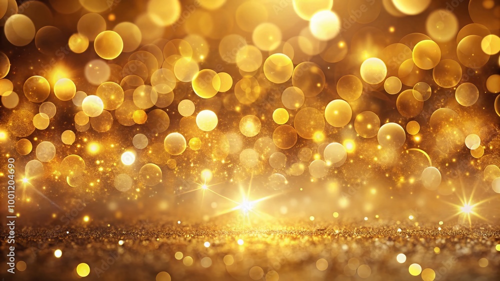 Poster luxurious golden bokeh background with soft, shimmering lights and delicate circular shapes, evoking