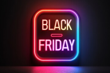 Vibrant neon Black Friday sign glowing in the dark, perfect for promoting sales, discounts, and holiday shopping deals.