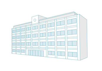 シンプルな校舎のイラスト　中学校　高校