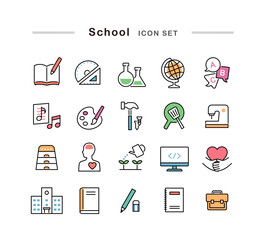 学校で使う教科のアイコンセット