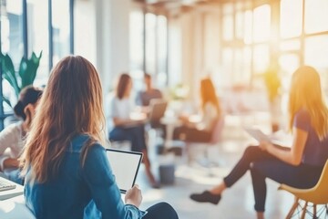 A group of professionals engaged in a collaborative meeting in a bright office setting during the afternoon