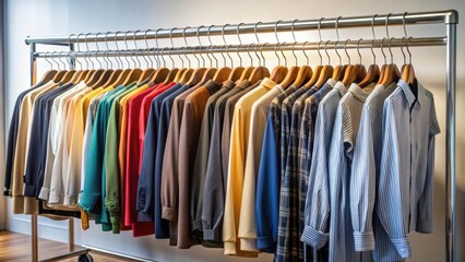 Adjustable clothing rack with hangers for versatile garment display in store or home