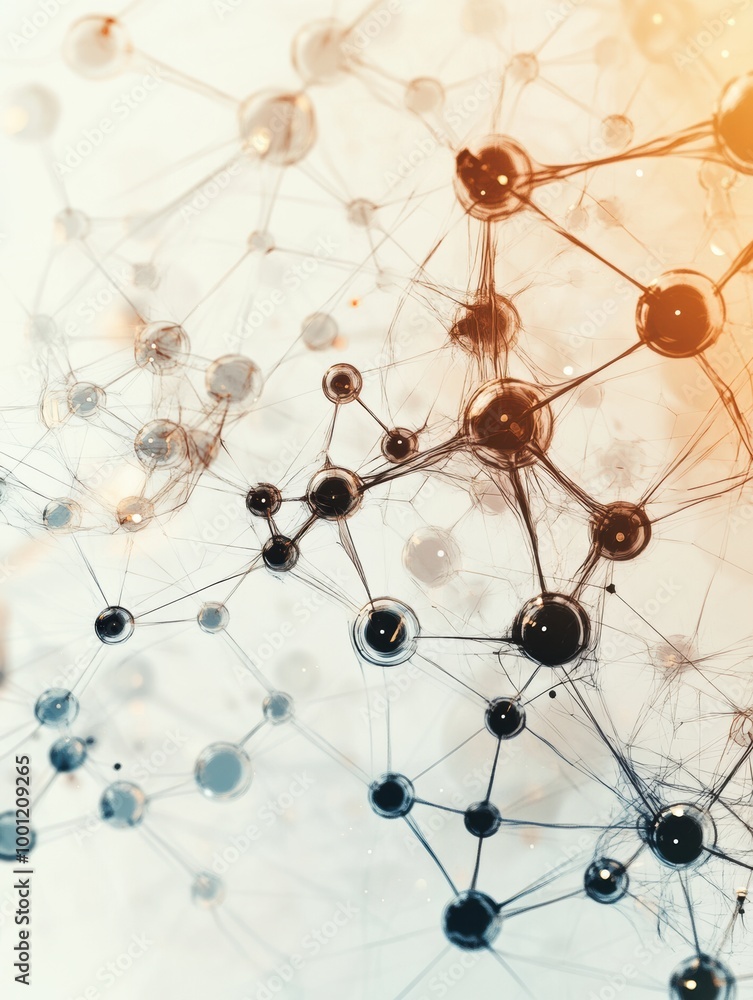 Aufkleber Abstract representation of interconnected molecules and chemical structures in a dynamic and colorful design. Generative AI