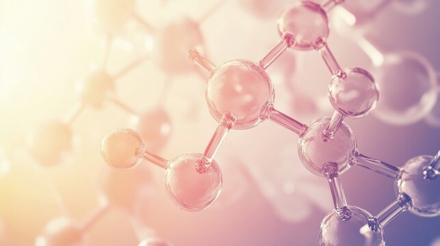 Abstract representation of molecular structures highlighting chemical bonds and interactions in a vibrant, ethereal environment. Generative AI