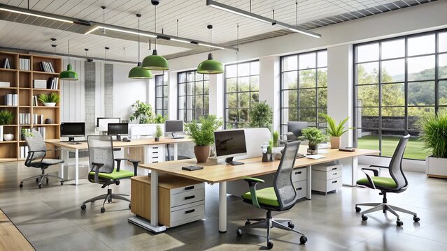 Modern and stylish office furniture showroom with a wide range of ergonomic chairs, desks, and storage solutions on