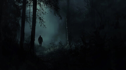 Haunting Silence: Nordic Wilderness with a Lone Silhouette. Generative AI