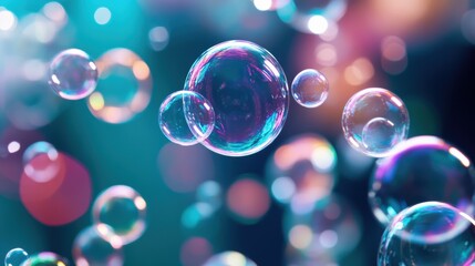 Colorful Bubbles Floating in a Dreamy Background