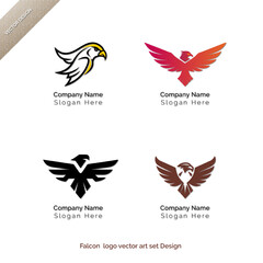 Fototapeta premium Majestic Falcon Logo Vector Art Set Design